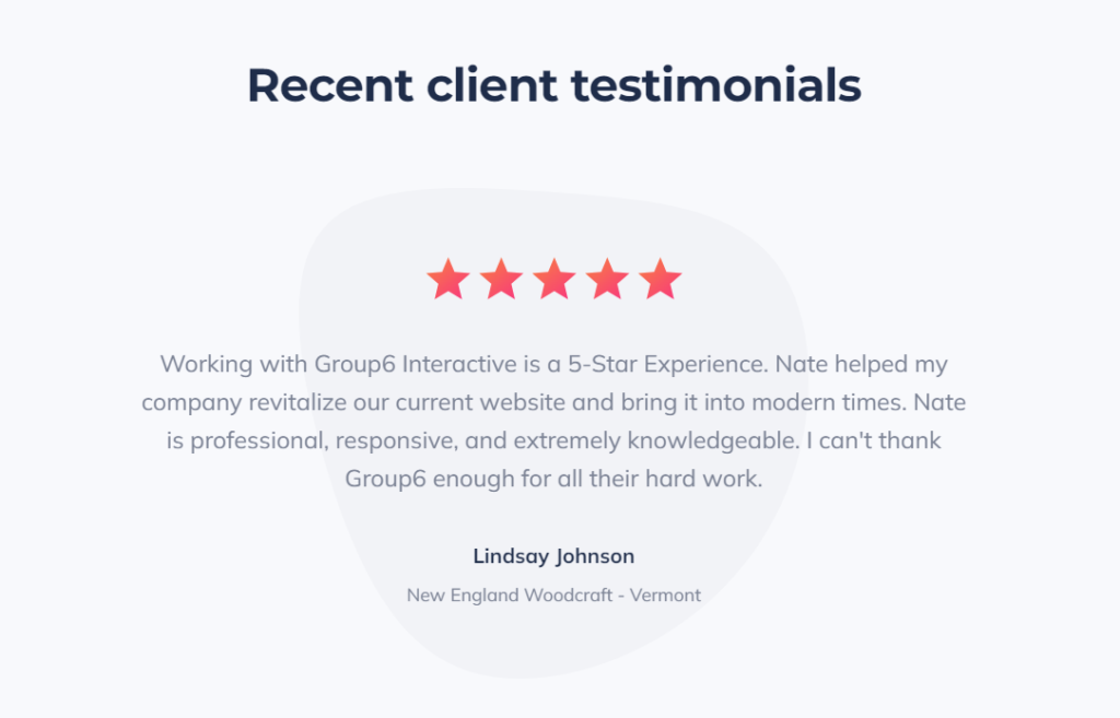 Group6Interactive Vermont Web Design Agency -Clients Testimonial 
